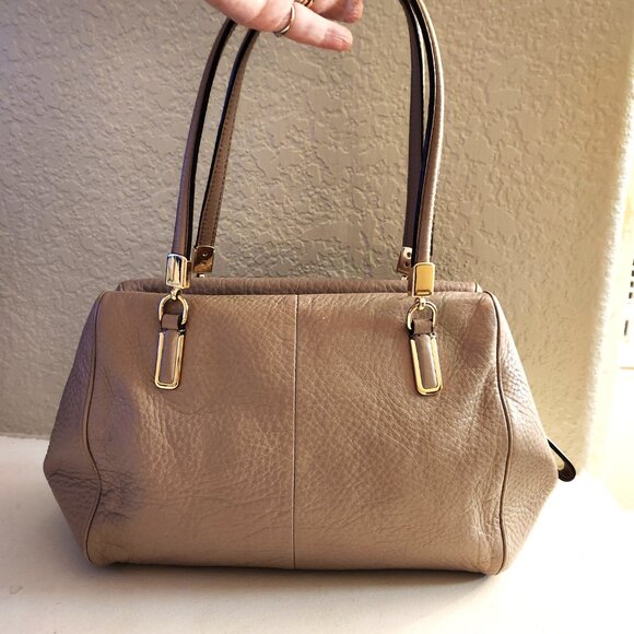 Euc Coach Madison Madeline Tan Leather Satchel Handbag Purse - Picture 3 of 14